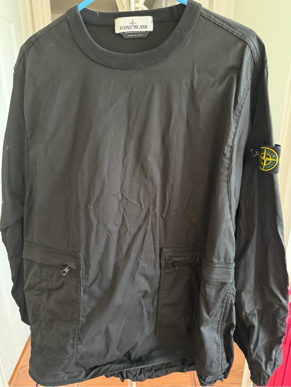 Stone Island Black Pullover with Compass Sleeve Patch